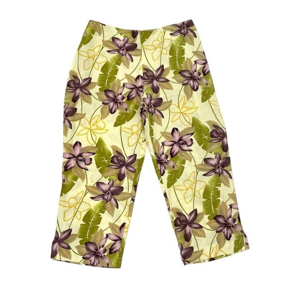NWT Tommy Bahama Silk Linen Blend Hawaiian Tropical Cropped Pants size 8 - Picture 1 of 6